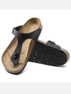 Birkenstock Gizeh Black Leather Sandals Sz 36 L5